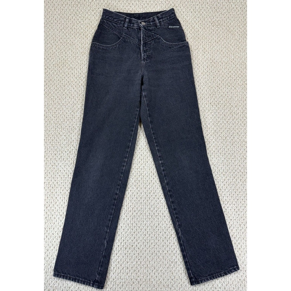 Rockies Jeans Women 27/5 (Fits 24x31) Faded Black Western Bareback High Rise Mom